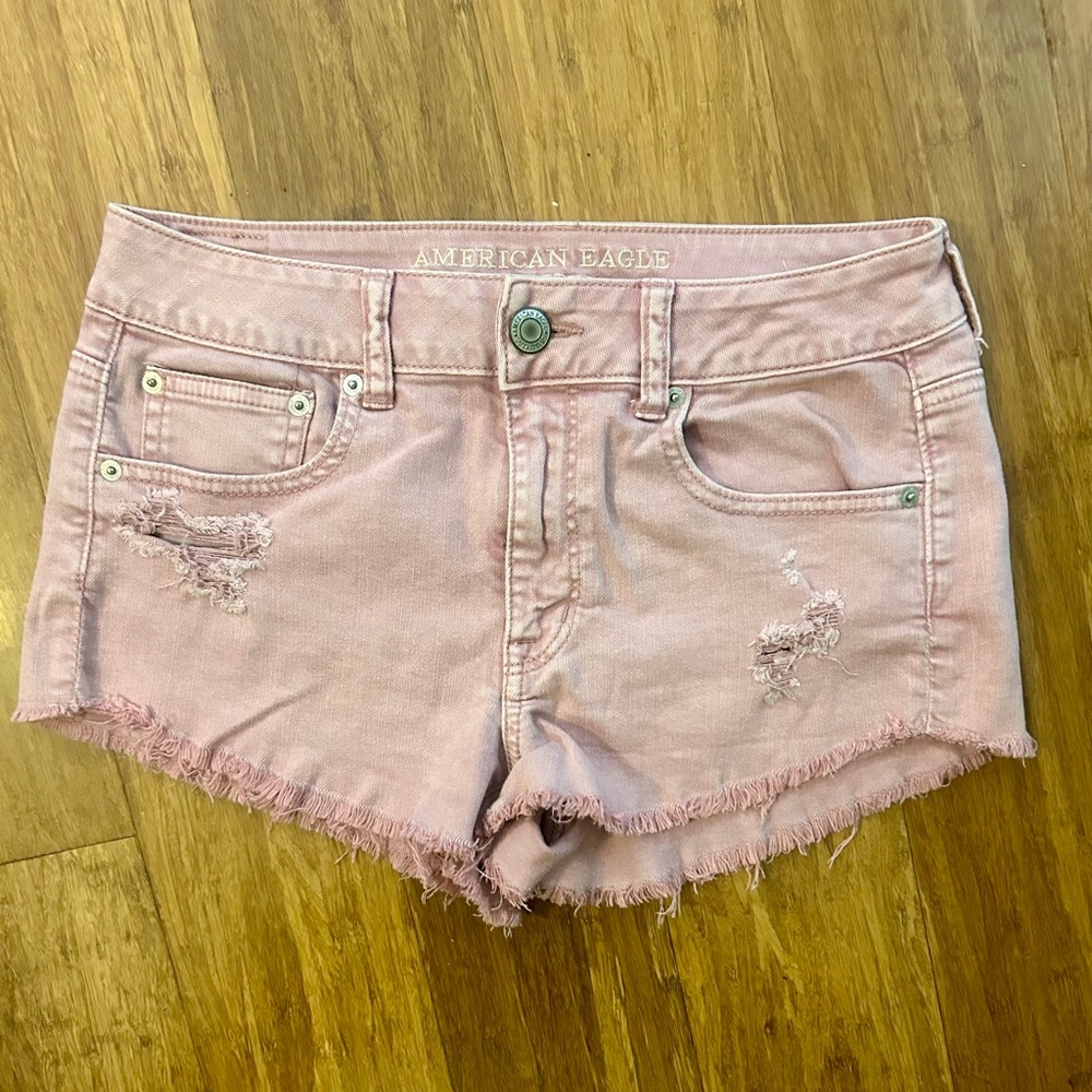 American Eagle Outfitters Pink Distressed Jean Shorts